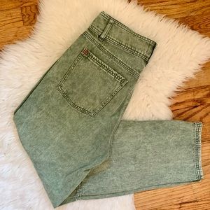 Urban Outfitters BDG Sofia Yoke High Waist Green Jean Stone Washed Look Size 29
